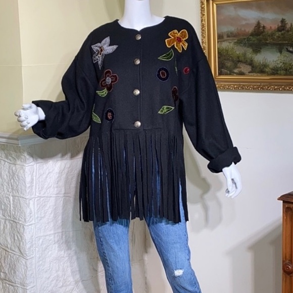 Vintage Le Chateau fringed appliqué jacket - Picture 2 of 9
